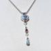Larimar heart three stone lariat necklace, sterling silver hand cut stones