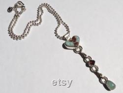 Larimar heart three stone lariat necklace, sterling silver hand cut stones