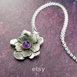 Locking Necklace Rose of Aphrodite Locking Submissive Necklace, Amethyst and Sterling Silver Slave Necklace, Discreet Day Collar