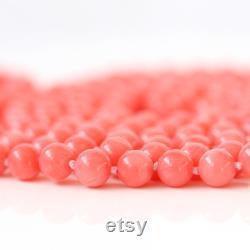Long Coral Necklace, Genuine Rose Pink Beaded Coral Necklace, 50 , Sterling Silver Lobster Clasp, 35th Anniversary Coral Gift for Wife