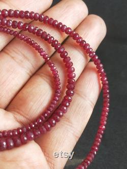 Longido Ruby Facet Beads Necklace Natural and Untreated 2.5 to 6 mm Rondelle Beads Gift for Her.