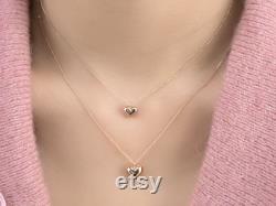Lovely volume Heart 14k Solid Gold Necklace