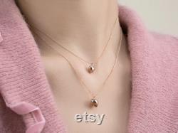 Lovely volume Heart 14k Solid Gold Necklace