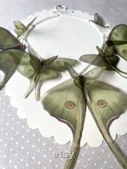 Luna Moth Necklace, Wings Necklace, Butterfly Necklace, Sage Green Silk Organza, Actias Luna Necklace, Silk Butterfly, Statement Necklace