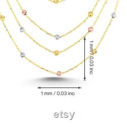 Luxury Station Balls Necklace 14k Solid Gold Bead Necklace Dainty Ball Chain Necklace Gifts for her Valentine's Day Gift, MM100280