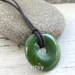 Mans Jade Donut necklace. Mans Jade pendant on leather. AA grade, dark Jade Zodiac star sign necklace for him,