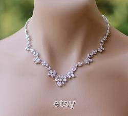 Marquise and Teardrop Crystal Necklace, Crystal Bridal Necklace, Wedsding Jewelry, ASHLEY 2