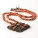 Mediterranean salmon coral bead necklace with antique coin silver coral pendant, 18 inches. nlja917