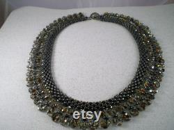 Midnight Flame Necklace Couture, Statement Necklace, Hand Beaded