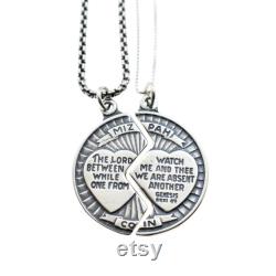 Mizpah Coin Charm Pendants for Him and Her in sterling silver. The lord watch between me and thee while we are absent one from another.