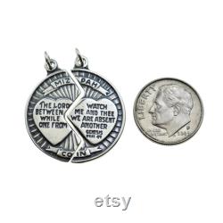 Mizpah Coin Charm Pendants for Him and Her in sterling silver. The lord watch between me and thee while we are absent one from another.