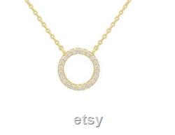 Moissanite Circle of Necklace, 925 Sterling Silver, Mini Circle Necklace, Delicate Moissanite Necklace