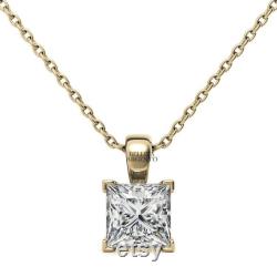 Moissanite Princess Pendant, 4 Prong Pendant, Diamond Alternative Necklace, Charm Wedding Pendant, Gorgeous Moissanite Pendant, Gift For Him