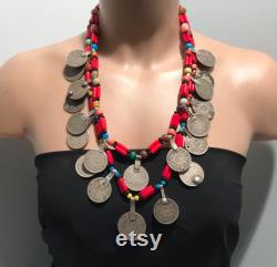 Moroccan Necklace, Coins Necklace,2 Layers er Coin Necklace , Necklace , Vintage Necklace,Tribal Jewelry,Moroccans Treasure, Tuareg Necklace