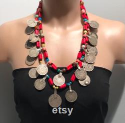 Moroccan Necklace, Coins Necklace,2 Layers er Coin Necklace , Necklace , Vintage Necklace,Tribal Jewelry,Moroccans Treasure, Tuareg Necklace