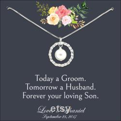 Mother of the Groom Gift from Son, Mom Wedding Gift from Son, Wedding gift from Groom to Mom, Necklace gift for mom, Wedding Gift from Son