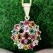 Multicolor Tourmaline Cluster Pendant Prong Setting Solid 14K Yellow Gold 14KY Fine Jewelry Free Shipping