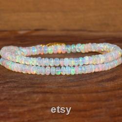 Multifire Natural Ethiopian Opal Beaded Necklace, Genuine Opal Fire Beads Necklace for Women, AAA Opal Gemstone, October Birthstone Jewelry,