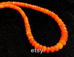NATURAL ETHIOPIAN OPAL Necklace 52Ct High Quality Orange Ethiopian Opal Beaded Necklace Welo Fire Faceted Opal Necklace Gemstone 7X4 3X2MM