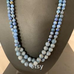 Native American Denim Lapis 2S Sterling Silver Bead 21 Necklace 1260