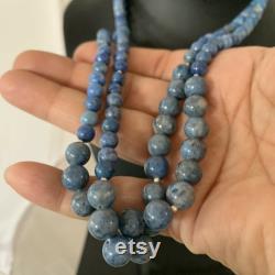 Native American Denim Lapis 2S Sterling Silver Bead 21 Necklace 1260