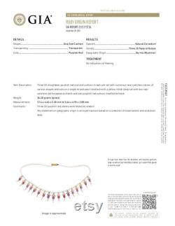 Natural Burma Ruby Pearl Diamond 20K Gold Necklace With GIA