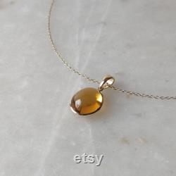 Natural Citrine Pendant, 14K Solid Gold Citrine Pendant, Yellow Gold Pendant Necklace, November Birthstone, Birthday Gift, Gift For Her