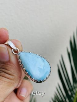 Natural Dominican Larimar Pendant, women jewellery, valentines day gifts, handmade sterling silver pendant,organic jewellery