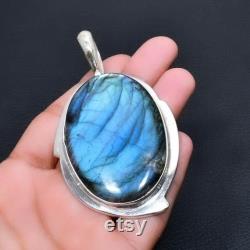 Natural Fire Labradorite, Big Size Gemstone Handmade 925 Sterling Silver Jewelry Pendant, Gifts Pendant, Big Size Labradorite Stone Pendant