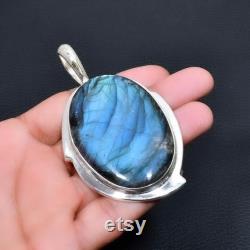 Natural Fire Labradorite, Big Size Gemstone Handmade 925 Sterling Silver Jewelry Pendant, Gifts Pendant, Big Size Labradorite Stone Pendant