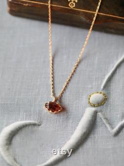 Natural Garnet Handmade 14K Yellow Gold Plated over 925 Silver Garnet Necklace, Gift for Her, Anniversary Gift, Fine Jewelry, Retro Jewelry