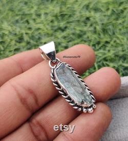 Natural Genuine Raw Aquamarine Rough Cut Handcrafted .925 Sterling Silver Pendant Gift for Her Natural Genuine Aquamarine Stone Handcrafted