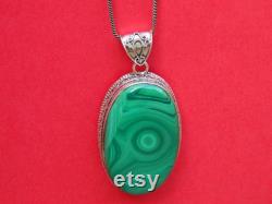 Natural Malachite Pendant-925 Sterling Silver Jewelry- Handmade- For Girls and Women Gift Pendant