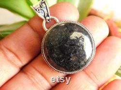Natural Nuummite pendant Sterling Silver pendant Nuummite cabochon Pendant stone pendant Nuummite gemstone pendant gift for her NJ134