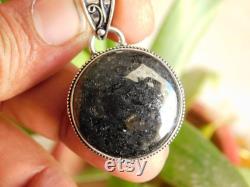 Natural Nuummite pendant Sterling Silver pendant Nuummite cabochon Pendant stone pendant Nuummite gemstone pendant gift for her NJ134