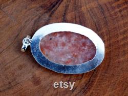 Natural Sunstone Cabochon Pendant, Silver Pendant, Handmade 925 Sterling Silver Plated pendant Jewelry, Pretty item, Gift for her, P501