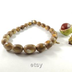 Natural Wood Amber Fashion Jewelry Amber Beads Necklace Round Beads Amber Gemstone Bead Necklace Amber Wood Necklace Christmas Gift
