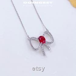 Natural ruby bow-knot necklace in 18k white gold with diamonds 18k gold necklace gift ideas for her mothers day gift