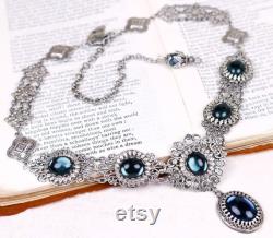 Navy Renaissance Necklace, Deep Blue Bridal Jewelry, Wedding, Bridesmaid Jewelry, Marie Antoinette Costume, N11