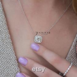 Necklace For Women's, Necklace Pendant, Engagement Necklace For Women, Wedding Necklace, Diamond Necklace, 14K White Gold Plated, With Chain