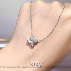 Necklaces For Women, Necklace Pendant, Cross Necklace, Gold Necklace, Diamond Necklace, Wedding Necklace, 14K White Gold, With Chain