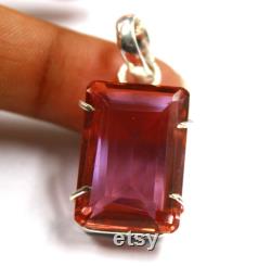 New Sale 55.00 Ct Certified Natural Emerald Shape Alexandrite Gemstone 925 Sterling Pendant With Free Silver Chain VF844