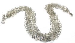 Nice Vintage Sterling Silver 10 Strand Oval Link Chain Necklace