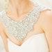 OPHELIA- SILVER, Bridal Shoulder Necklace Wedding Cape White Opal Rhinestone Beaded Trim Back Neck Capelet Vintage Art Deco Statement Bib