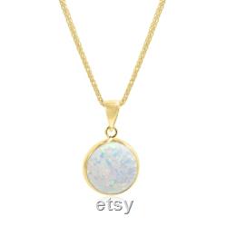 Opal Necklace, Solid 14K Yellow Gold Pendant, White Opal Necklace, Birthstone Necklace, October Birthstone, Gemstone Necklace, Opal Jewelry