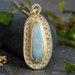 Opal Necklace with Diamonds in 18k Yellow Gold, One-Of-A-Kind White Opal Necklace in 18k Yellow Gold, Handmade Opal Necklace