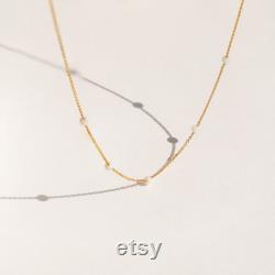 Opal Station Necklace by Caitlyn Minimalist Dainty Gemstone Choker Necklace Bridal, Wedding Jewelry Perfect Gift for Her NR105
