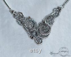 Original Item, Slavic Design Silver 47 cm 925 Necklace Solid and Hollow 925 Silver cubic zirconia suitable for any occasions