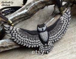 Owl necklace Animal Brown bib necklace Statement jewelry Bird necklace Unique jewelry Unusual necklace Polymer clay jewelry Fairytale Gift