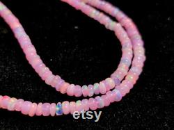 PINK ETHIOPIAN OPAL Beaded Necklace 34Ct Great Quality Natural Opal Beads Gemstone Cabochon Beads Necklace 16Inches Length mm Size 5X3 3X1